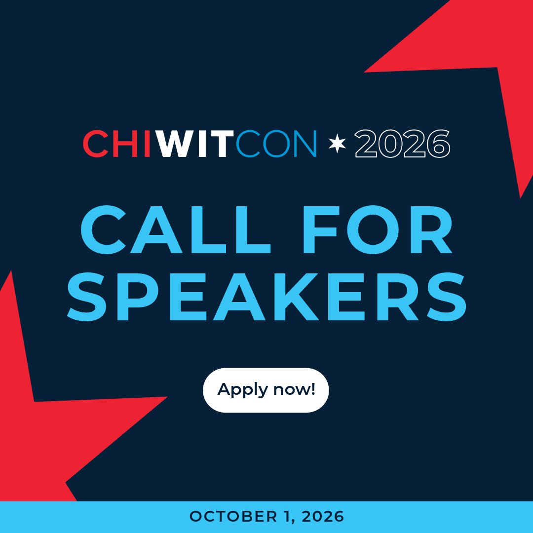 🔊The CHIWITCON 2026 call for speakers is now open!

Submit your proposal here: lnkd.in/gdJkqM6X 

#chiwitcon #chicagowomenintech #womenintech #chicago