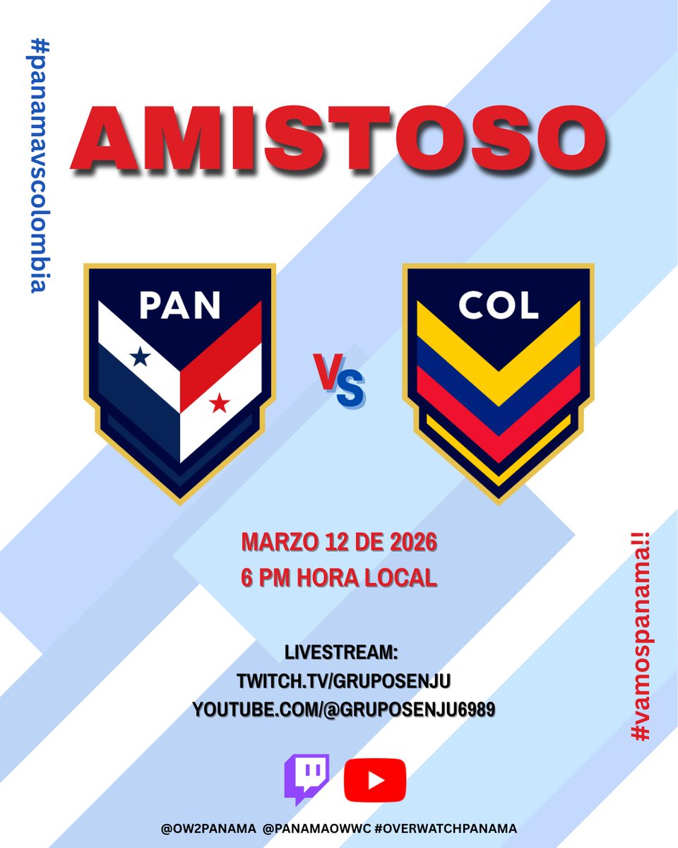 Ow2panama's tweet photo. 🇵🇦 MAÑANA HAY BATALLA 🇨🇴

Panamá vs Colombia en amistoso de preparación para el Overwatch World Cup 2026. Día de medirnos contra una potencia regional. https://t.co/9eK31CsquX