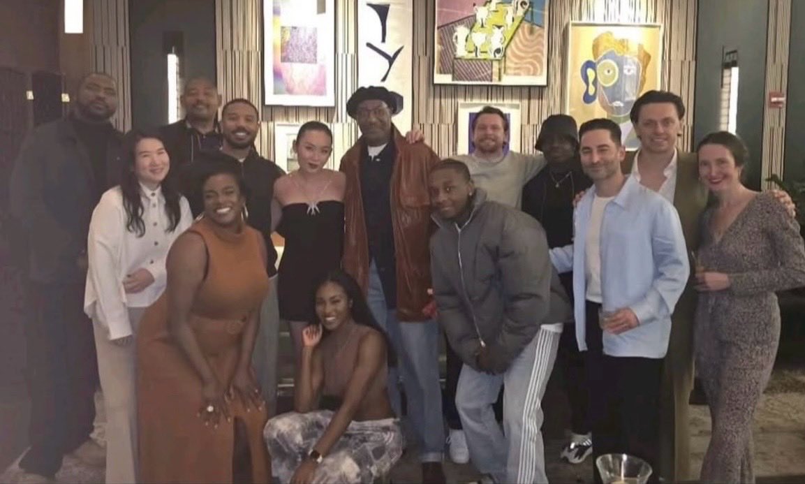ragingmotelfire's tweet photo. Michael B. Jordan, Jack O’Connell, Wunmi Mosaku, Li Jun Li, Jayme Lawson, Miles Caton, Omar Benson Miller, Delroy Lindo, Peter Dreimanis &amp; fam at a Sinners cast dinner during the promo tour last year!!

Gonna miss seeing this family together once awards season ends!!❤️ https://t.co/4sgblGwknH