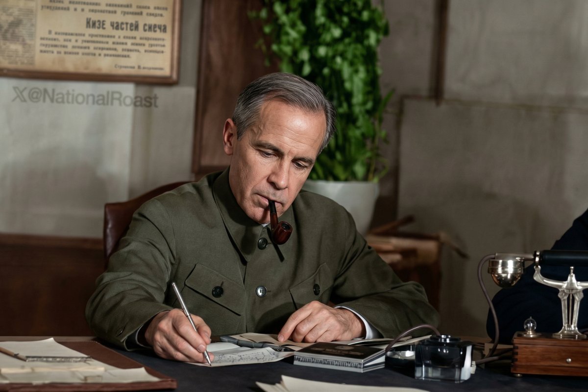 Supreme Governor Comrade Carney signs an MOU with the Republic of Western Canada for grain and fuel for the frozen and starving eastern proletariat. (2032, Colorized)