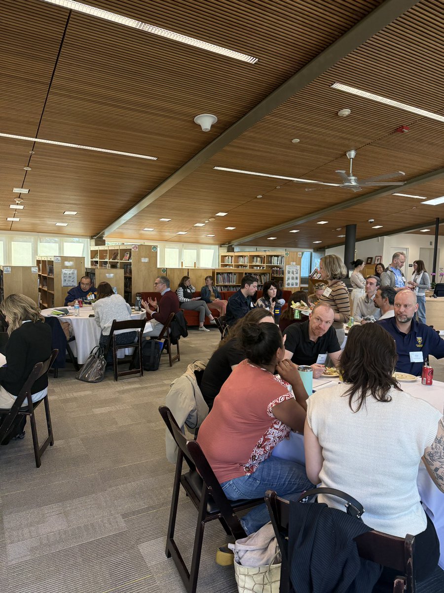 nuevaschool's tweet photo. #SeenAtNueva: Innovative Learning Conference attendees who joined us for the Educators' Open House participating in a lunch and learn debrief in the Humanities Center and Library.

We're so excited to welcome all our ILC guests to campus tomorrow! #NuevaILC #ILC2026 https://t.co/Mp5cwDVF4x