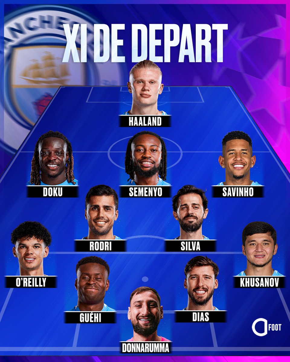 ActuFoot_'s tweet photo. 🚨 OFFICIEL ! 𝗟𝗔 𝗖𝗢𝗠𝗣𝗢𝗦𝗜𝗧𝗜𝗢𝗡 𝗗𝗘 𝗠𝗔𝗡𝗖𝗛𝗘𝗦𝗧𝗘𝗥 𝗖𝗜𝗧𝗬 𝗣𝗢𝗨𝗥 𝗟𝗘 𝗛𝗨𝗜𝗧𝗜𝗘̀𝗠𝗘 𝗗𝗘 𝗙𝗜𝗡𝗔𝗟𝗘 𝗔𝗟𝗟𝗘𝗥 𝗙𝗔𝗖𝗘 𝗔𝗨 𝗥𝗘𝗔𝗟 𝗠𝗔𝗗𝗥𝗜𝗗 ! ⭐️🩵

Rayan Cherki 🇫🇷 est sur le banc !

On se régale souvent entre ces deux équipes… 🍿 https://t.co/nuSYGFchHg