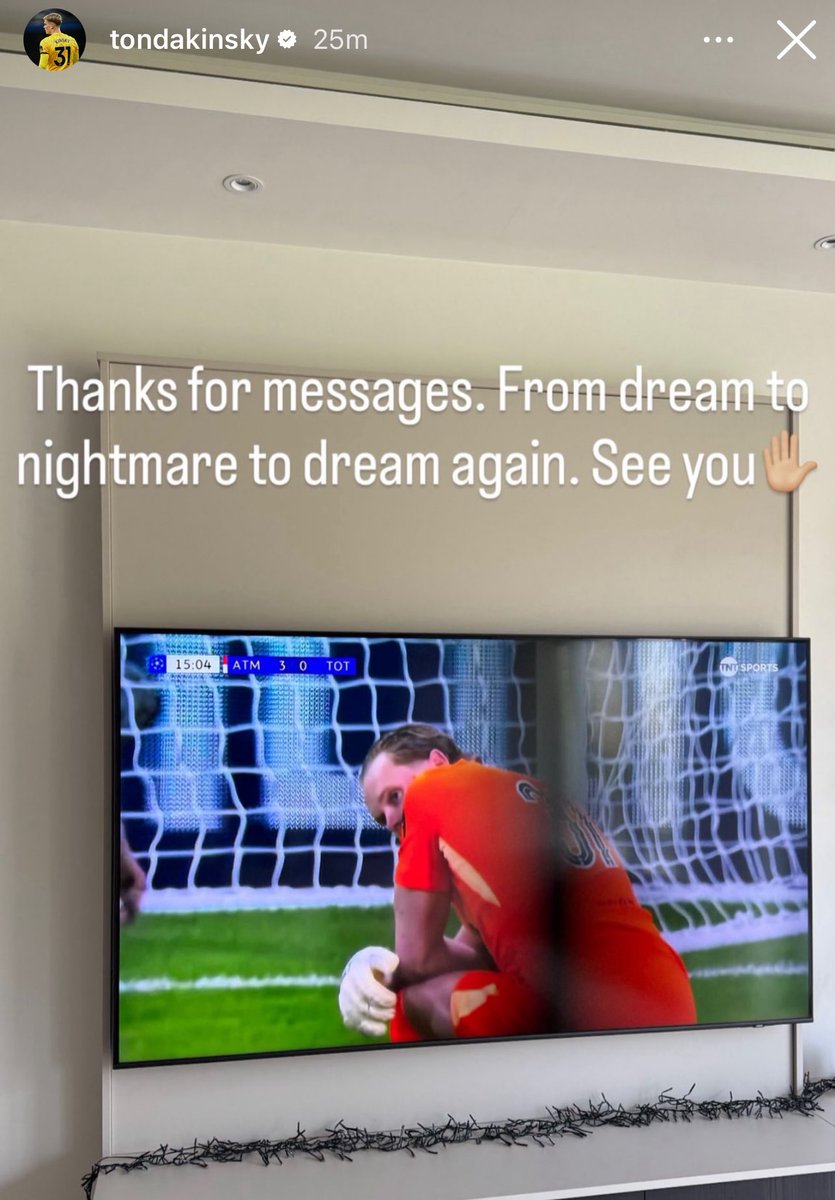 Daily_Hotspur's tweet photo. 🚨📱 #thfc goalkeeper Antonin Kinsky on Instagram:

"Thanks for messages. From dream to nightmare to dream again. See you ✋🏼" https://t.co/WxJk5W3rpA