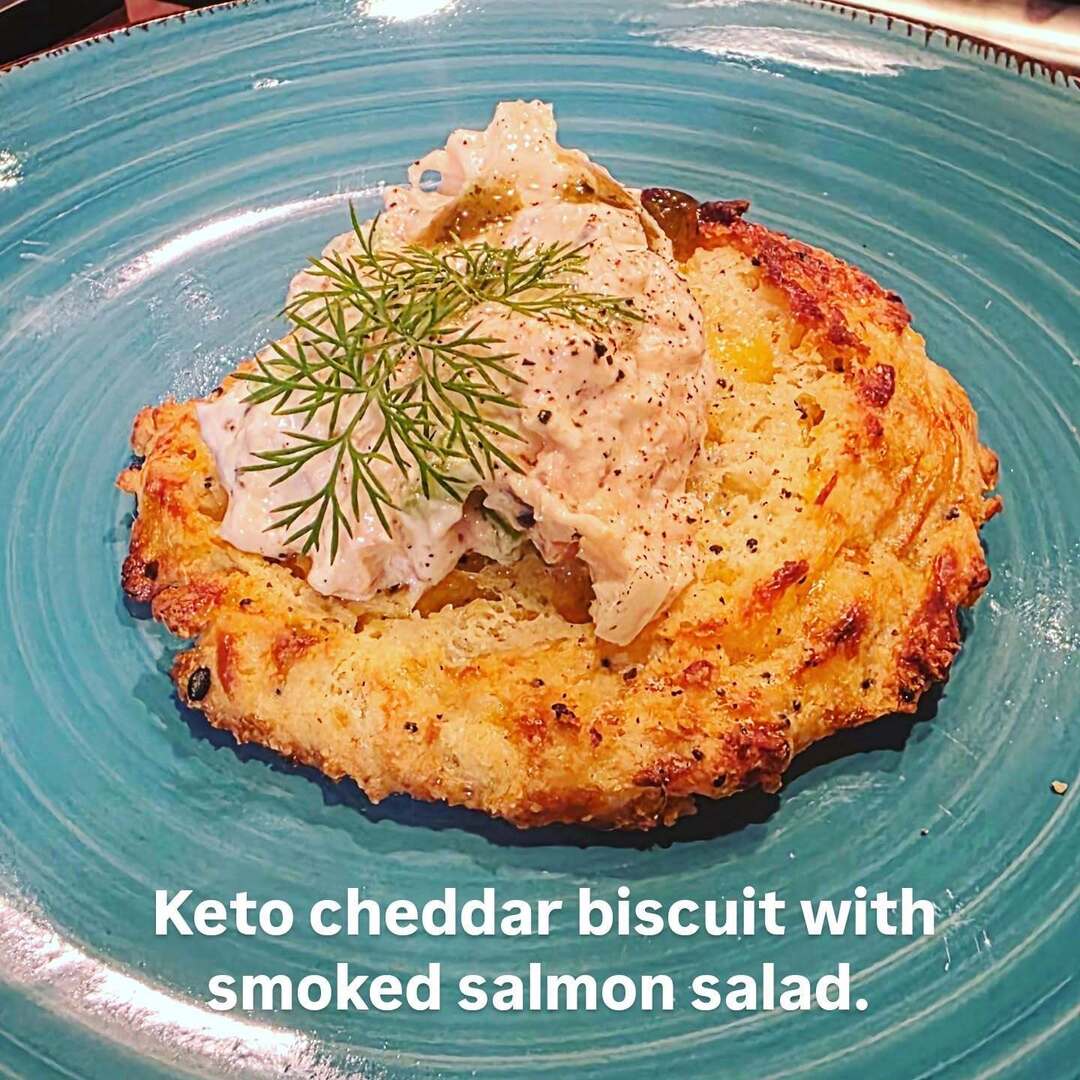 mpaulhenderson's tweet photo. Smoked salmon salad, keto cheddar biscuit. 

#michaelpaulhenderson #theparkwaygarden #biscuits #smokedsalmon #breakfast https://t.co/PGW6ya1Hvu https://t.co/owDsV7Wbmi
