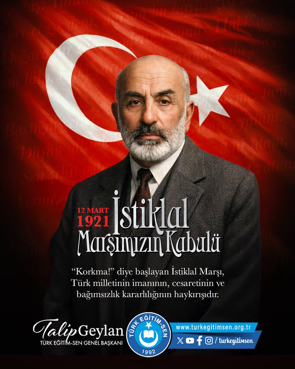 İSTİKLAL RUHUNU YAŞATMAYA DEVAM EDECEĞİZ
 
“Ben ezelden beridir hür yaşadım, hür yaşarım.

Hangi çılgın bana zincir vuracakmış? Şaşarım!

Kükremiş sel gibiyim: bendimi çiğner, aşarım.

Yırtarım dağları, enginlere sığmam, taşarım.”
 
İstiklal Marşımızın TBMM’de kabulünün