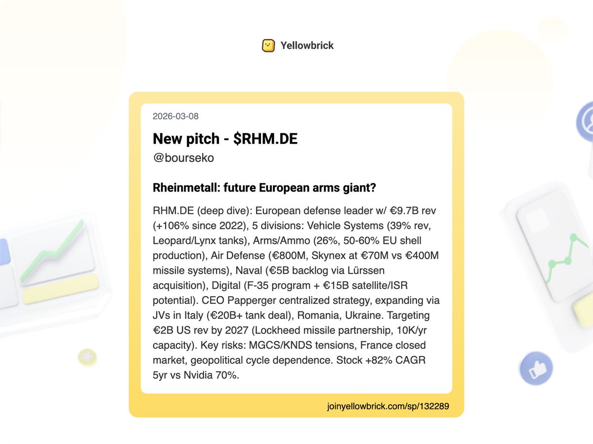 Added 64 new stock write-ups to the site (pt 3):
<a href="/TMoodyInvest/">Enterprising Investor</a> - $UNTC
<a href="/Ticker_Thoughts/">Ticker Thoughts</a> - $ORCL
<a href="/that_stocks_guy/">Charles Archer</a> - $FMET.L
<a href="/bourseko/">Bourseko</a> - $RHM.DE (deep dive)
<a href="/DutchInvestors/">The Dutch Investors 🦁</a> - $UBER (overview)
<a href="/The_PennyQueen/">Penny Queen</a> - $ADUR (update)
<a href="/MnkeDaniel/">Daniel Mahncke</a> - $DUOL (overview)