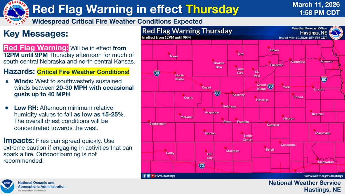 A Red Flag Warning will be in effect across the area from noon until ...