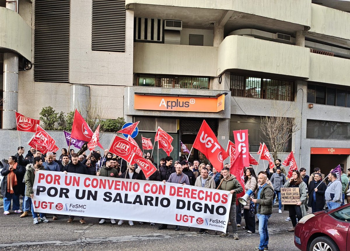 oysugt's tweet photo. 🔴 Sector Ingenierías 🔴

Las compañeras y los compañeros de Ingenierías se concentran frente #Applus 
📣 por un convenio con derechos, por un salario digno 📣

#FeSMC #UGT  #oficinasyseguros #sectoringenierías #SalarioDigno #Convenio https://t.co/3AaFexOgVm