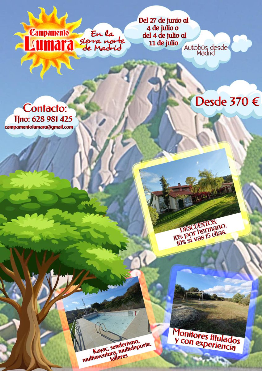 SierraNortecom's tweet image. Campamentos de Verano 2026 en La Cabrera😍 SierraNorte.com/campamentos-ve…

Para niños y niñas de entre 7 y 16 años, con alojamiento, pensión completa y muchas actividades👏

#campamento #verano #multiaventura #ocio #madrid #rural #sierrademadrid #SierraNorteMadrid #SierraNorteDeMadrid