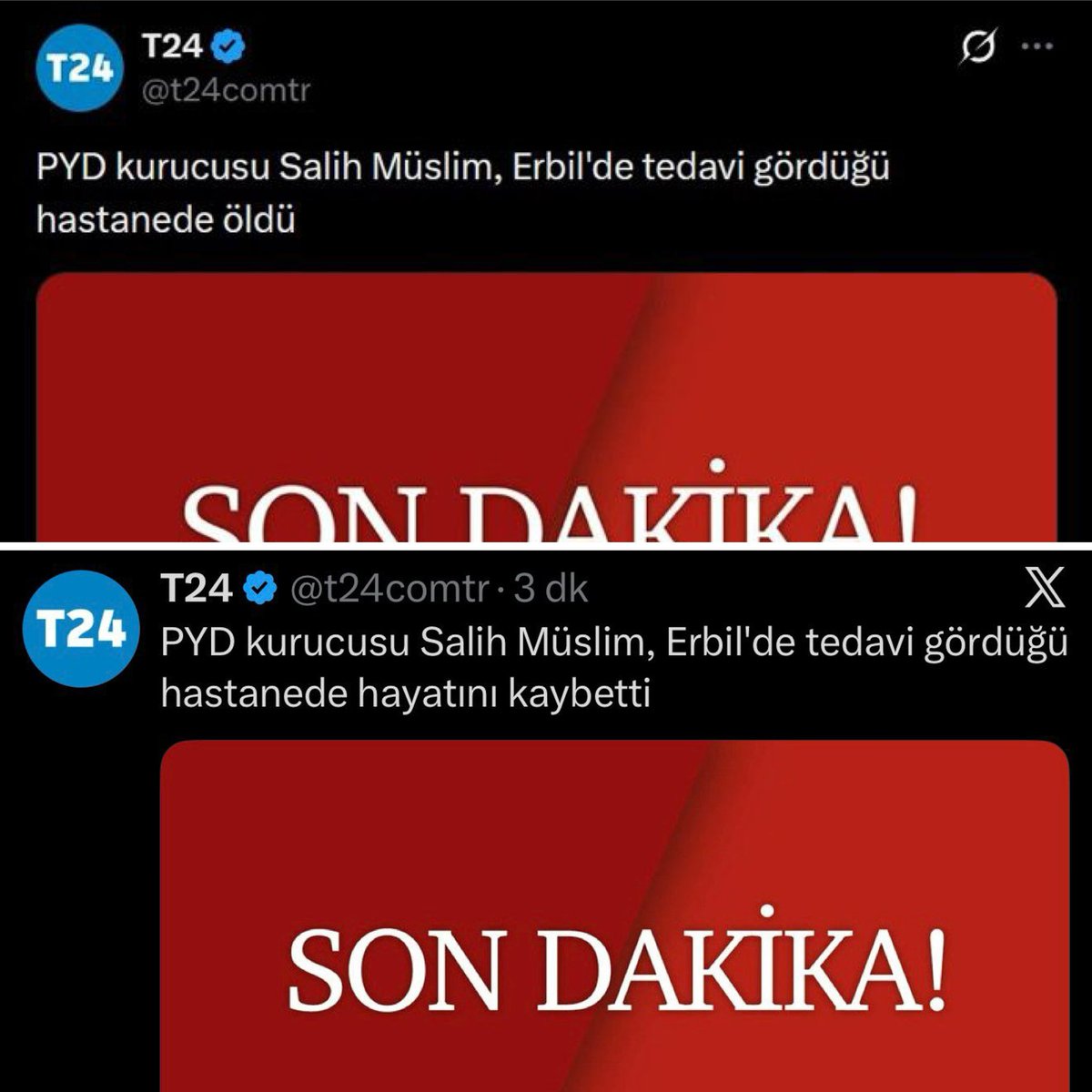 Fırça yiyen T24 editörü, PKK’lı terörist için kullandığı “Öldü” ifadesini ‘Hayatını kaybetti’ olarak değiştirdi.