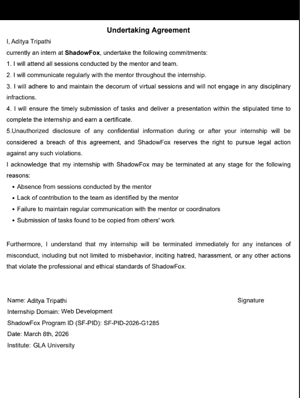 adityacs22's tweet image. Excited to start my journey as a Web Development Intern at ShadowFox 🚀

Looking forward to learning, building projects, and growing as a developer!

#WebDevelopment #Internship #ShadowFox #Tech
