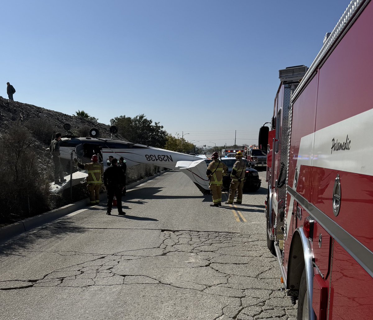 Overturned Cessna at Cable Airport