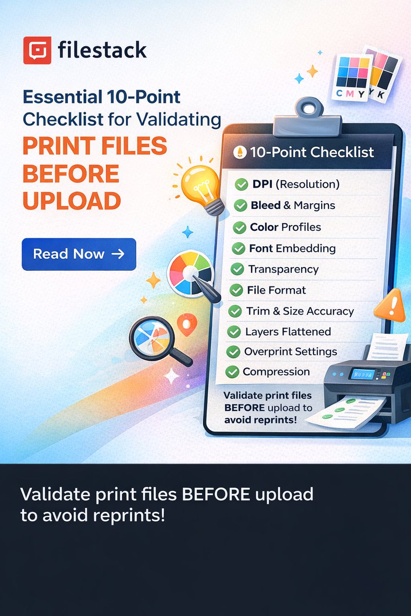 PrinceOwems's tweet image. Just stumbled on this super useful guide from Filestack: a 10-point checklist for validating print files BEFORE upload! 😮 Covers DPI, bleed, color profiles, fonts, transparency – everything that saves print shops from headaches and reprints. blog.filestack.com/print-file-upl…
#PrintDesign