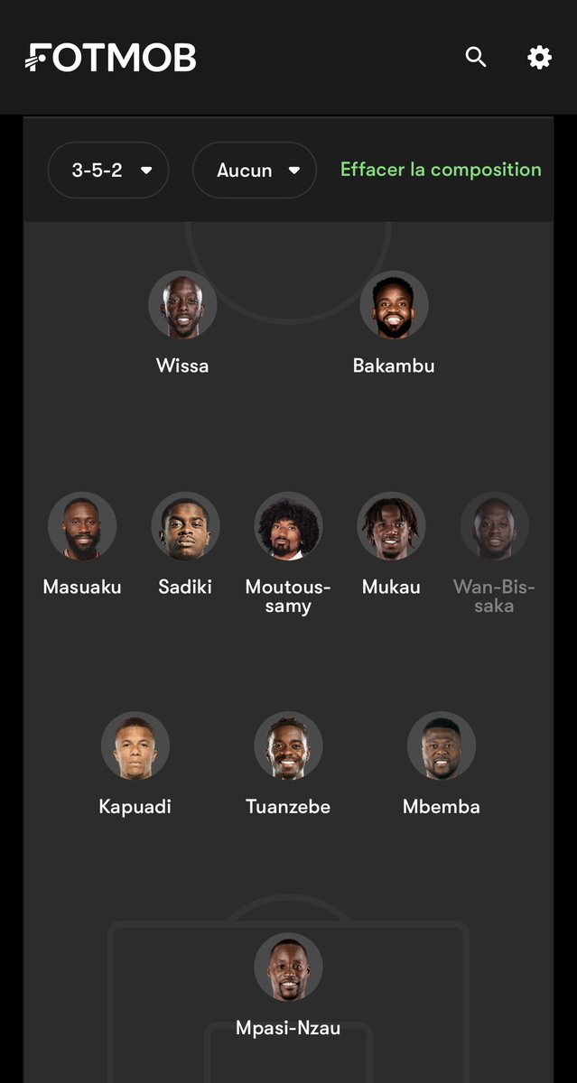 Coach Desabre je sais que c’est vous le coach ! Je respecte votre boulot . Je suis un supporter Congolais très lucide et je pense que la compo la plus approprié avec le retour de Wissa est celle-ci : 

Mes respects coach et bonne chance
