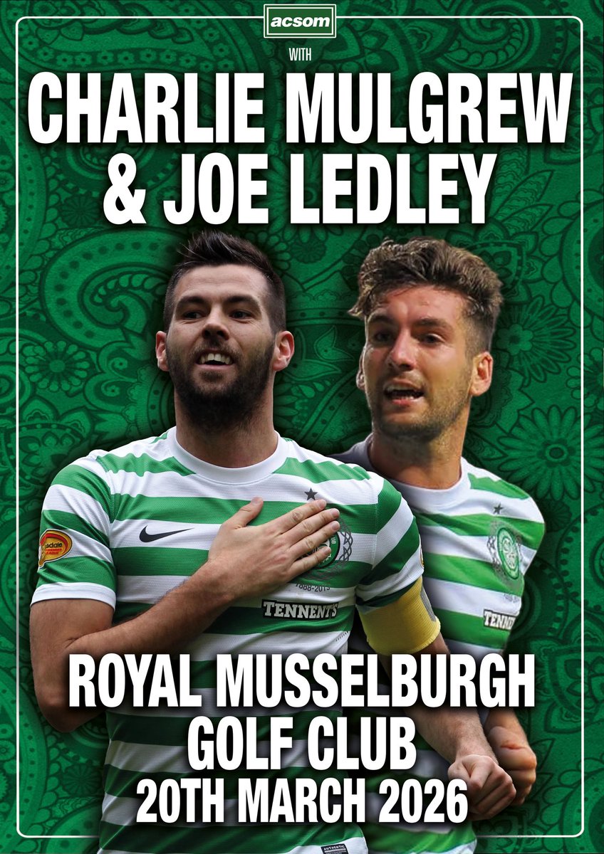 ⚠️ JUST 19 TICKETS LEFT ⚠️

🍀 JOE LEDLEY &amp; CHARLIE MULGREW live with A Celtic State of Mind <a href="/joe16led/">Joe Ledley</a> // <a href="/charlie_mulgrew/">Mulgrew Pitch to Par</a>
🏟️ Musselburgh Golf Club
🗓️ 20th March 2026

🎟️ Final tickets are ON SALE NOW: skiddle.com/e/42093245