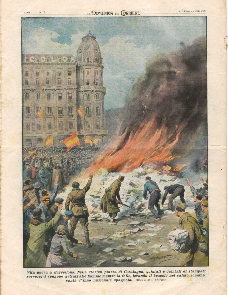 L'onada migratòria espanyola del 1939 cremant llibres en català per educació i para que nos entendamos todos