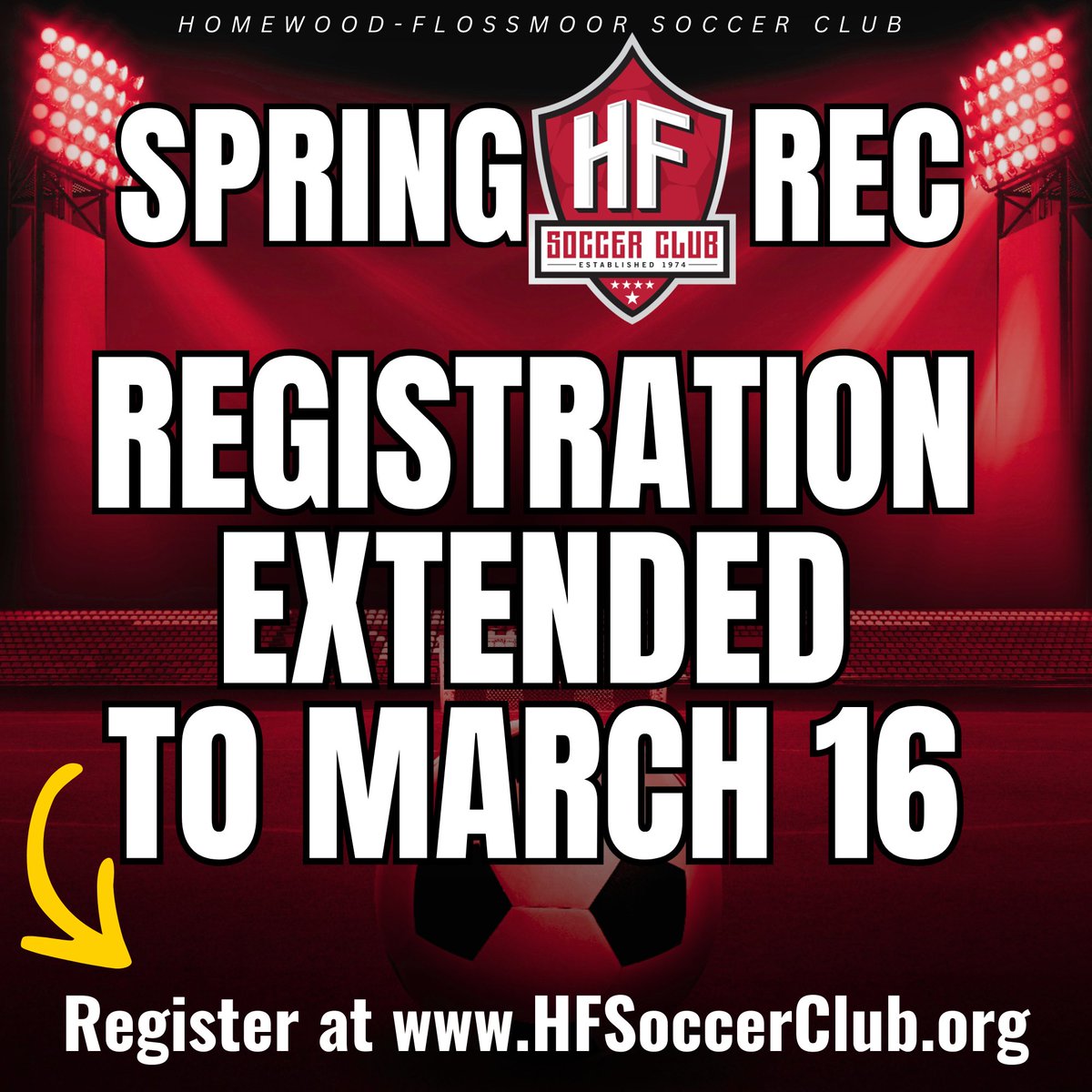 HFSoccerClub1's tweet photo. FINAL WEEK TO REGISTER FOR SPRING REC!

You can secure your spot at the current rate! Register here: https://t.co/VK4FEwlIyZ

Spread the word and sign up before the new deadline. https://t.co/XOXaJcudcA