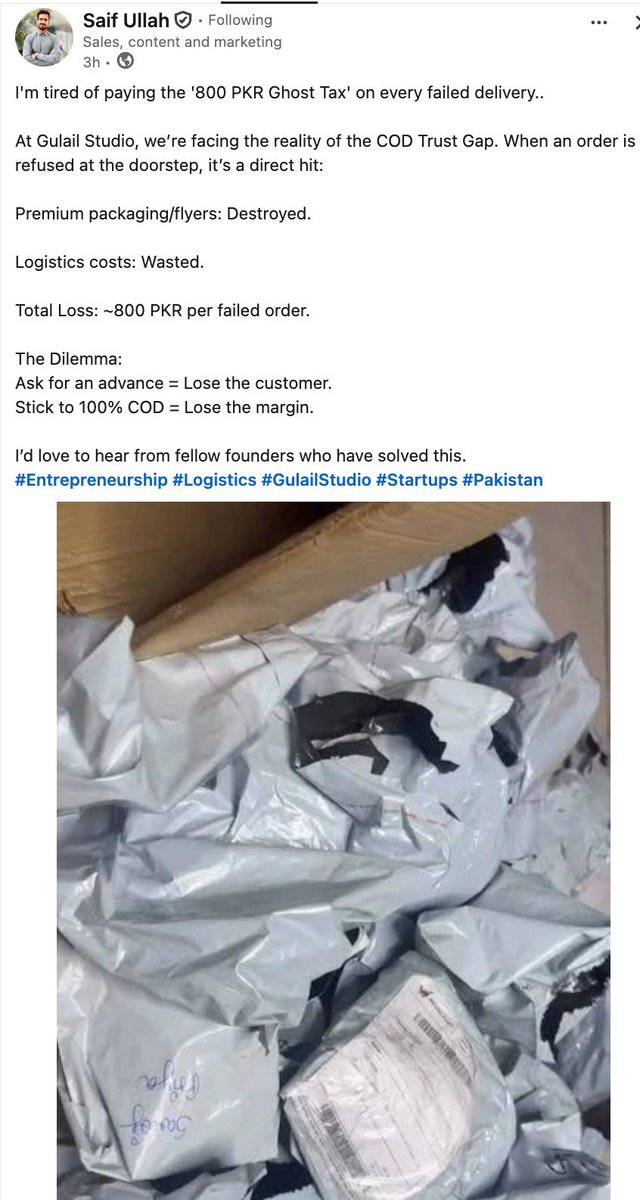 heytheresaif's tweet photo. Honestly speaking tired of these people. Free delivery. Good stuff. I only ask for 500 rupees in advance payment because a lot of people order and then refuse to collect it.. 

Pakistan could be one of the worst country for e-commerce. So much mistrust! 

@Gulailstudio https://t.co/pxIMdxx39y