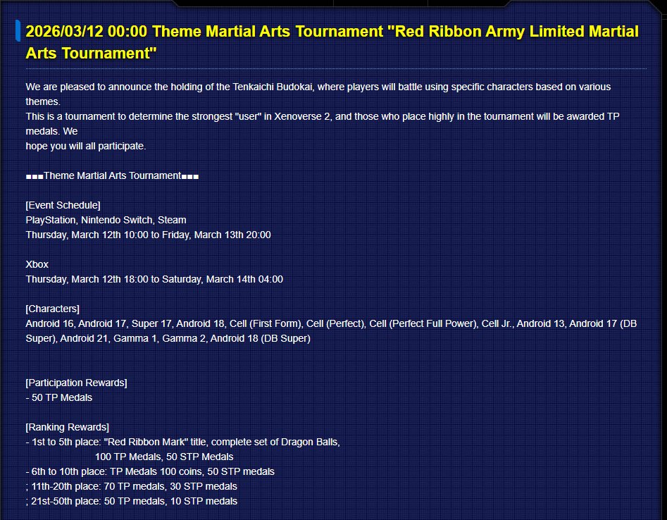 ContonMods's tweet image. Upcoming PVP Tournament for the Red Ribbon Army mark

#Xenoverse2 #DBXV2