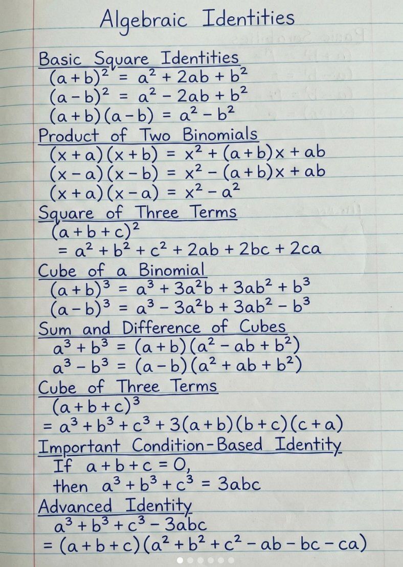 Basic Algebra Formula