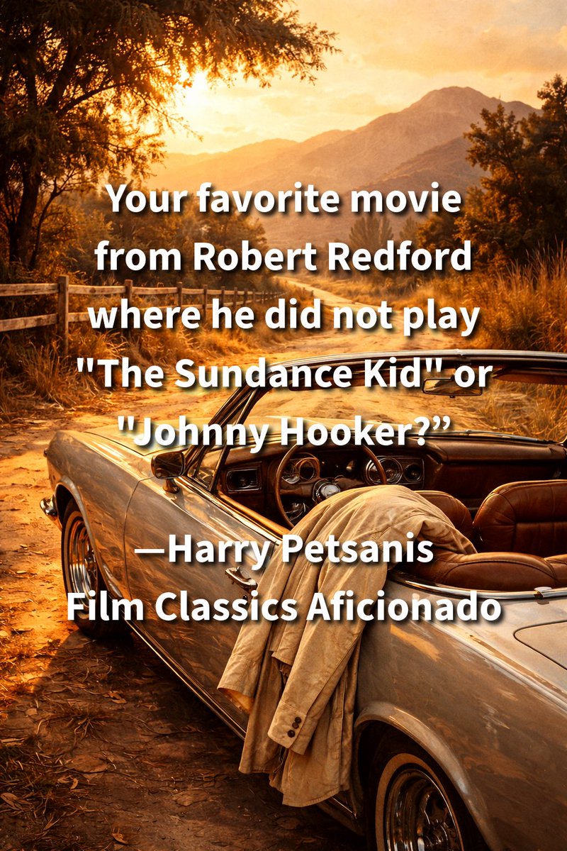harrypetsanis's tweet photo. Your favorite movie from Robert Redford where he did not play “The Sundance Kid” or “Johnny Hooker?”
—Harry Petsanis
Film Classics Aficionado
#RobertRedford
#ThreeDaysOfTheCondor
#ClassicThriller https://t.co/WlRfZKLsob