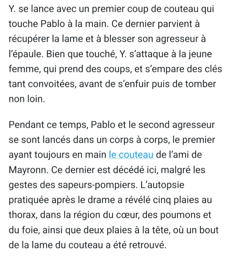 J'avais raté cette affaire mais il y a quelqu'un qui a pris 12 ans de prison pour ne pas s'être laissé assassiné avec une amie