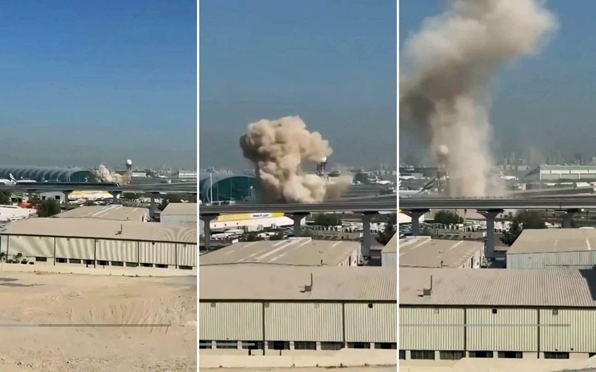 Updateshour's tweet photo. Dubai International Airport — Iranian drones struck near the world’s busiest international airport, causing explosions, flight cancellations (e.g., KLM until March 28). https://t.co/YIUK5TZqYL