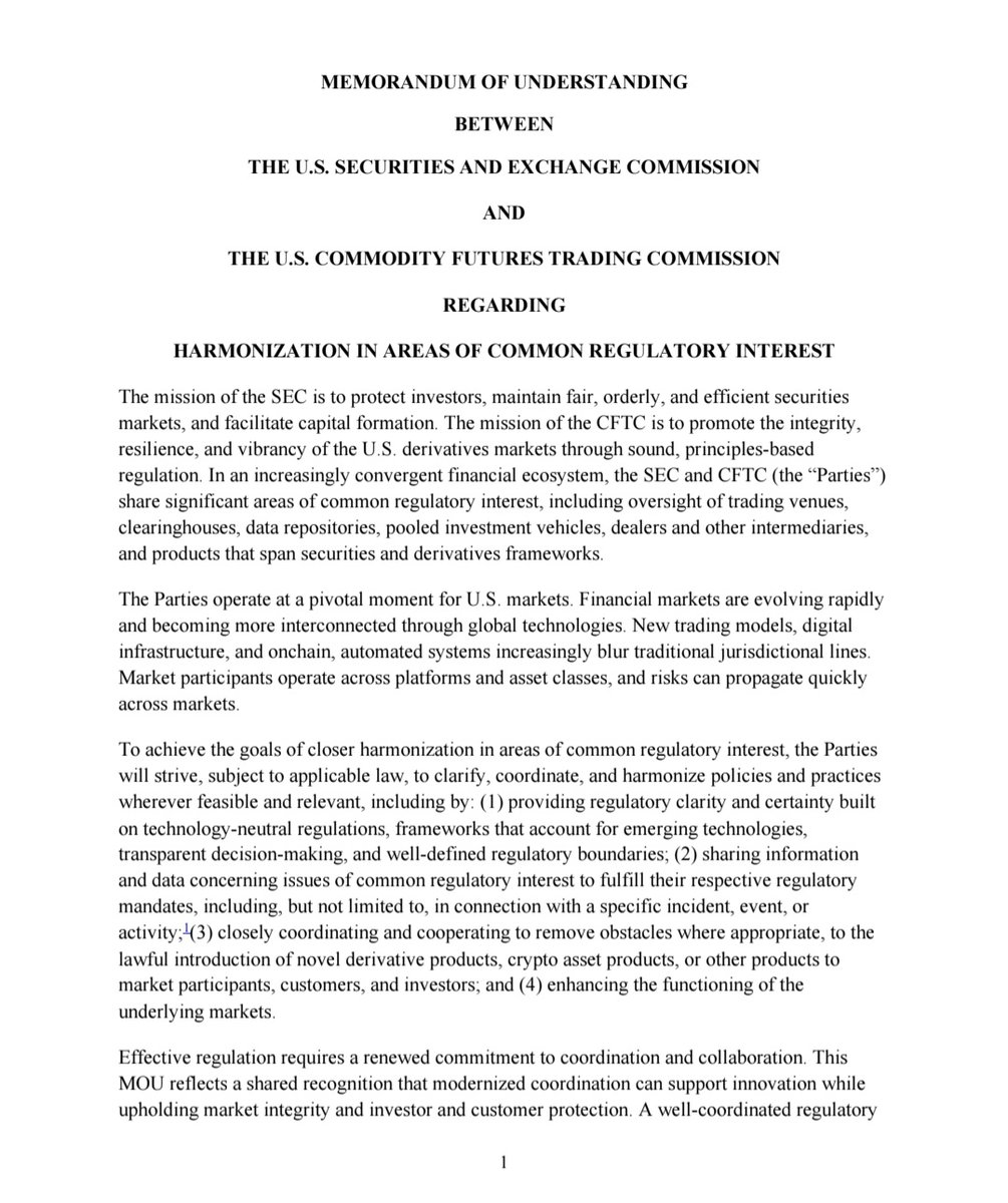 9wackattack's tweet photo. Thanks @SECPaulSAtkins and @ChairmanSelig for advancing a cooperative effort to better coordinate regulatory frameworks. Greater alignment between agencies should help reduce market friction and strengthen efficiency for businesses, investors, and consumers.
#clarity is coming! https://t.co/JvQVstlLkG