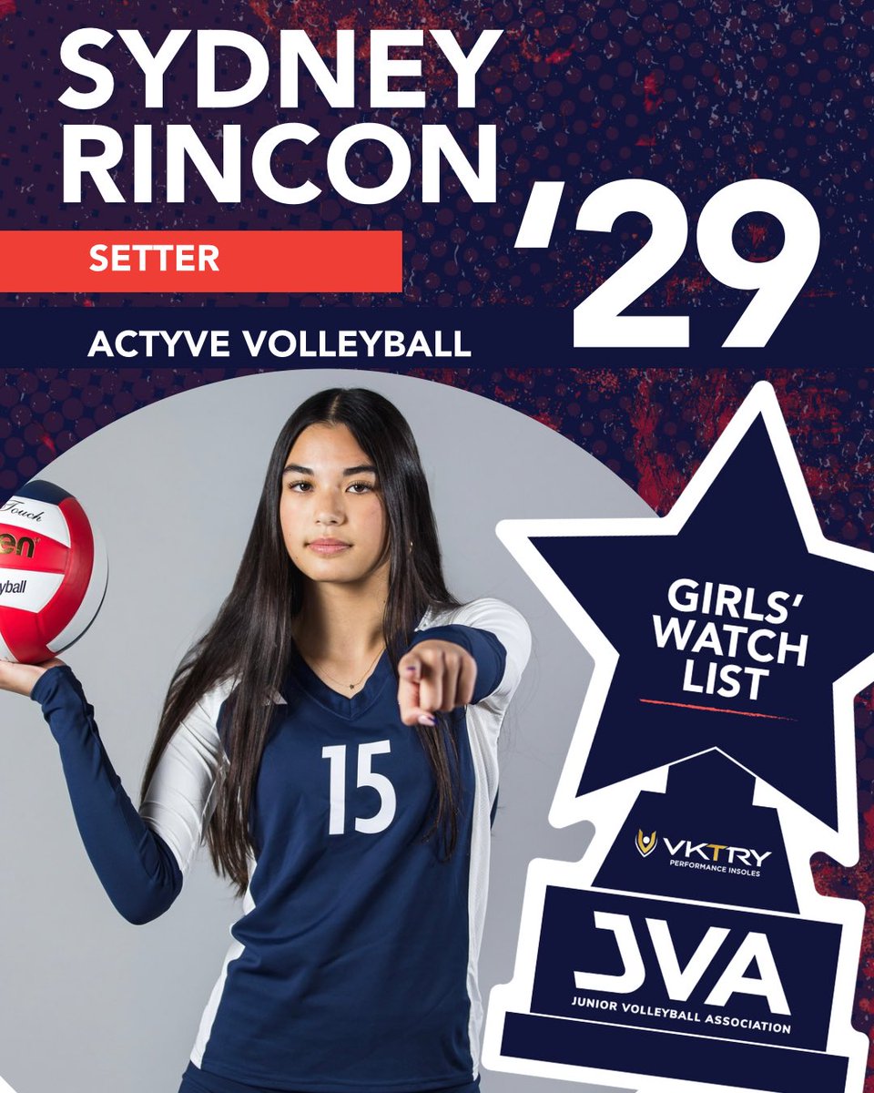 SydneyRincon29's tweet photo. Thank you @jvavolleyball for including me on your 2026 Girls’ Watchlist! It is an honor to be included alongside all of these amazing players. 

Sydney Rincon | 5’10” Setter | Actyve 15 Navy | Sierra Canyon | Class of 2029

#volleyball #volleyballplayer #athlete #sports #fun https://t.co/dg7B1FciNK