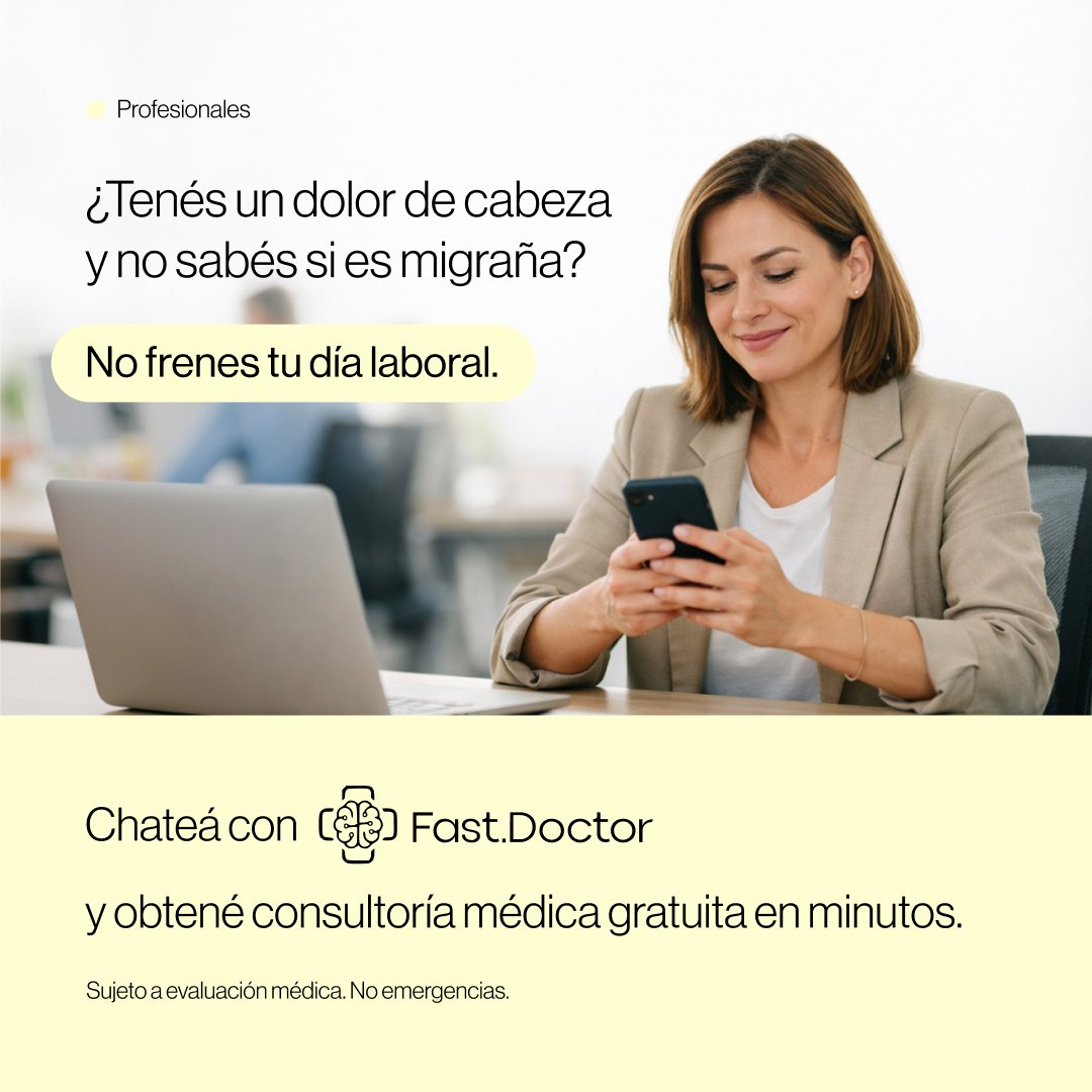 FastDoctorMed's tweet photo. Que el dolor que late en tu cabeza no te frene la mañana
Con https://t.co/GZwDJEs6hl hablás con un médico real en minutos y recibís tu receta digital sin salir de la oficina.
#SaludConIA #MedicinaDigital #ConsultaOnline #OrientaciónMédica #FastDoctor https://t.co/lCs0eN10lW