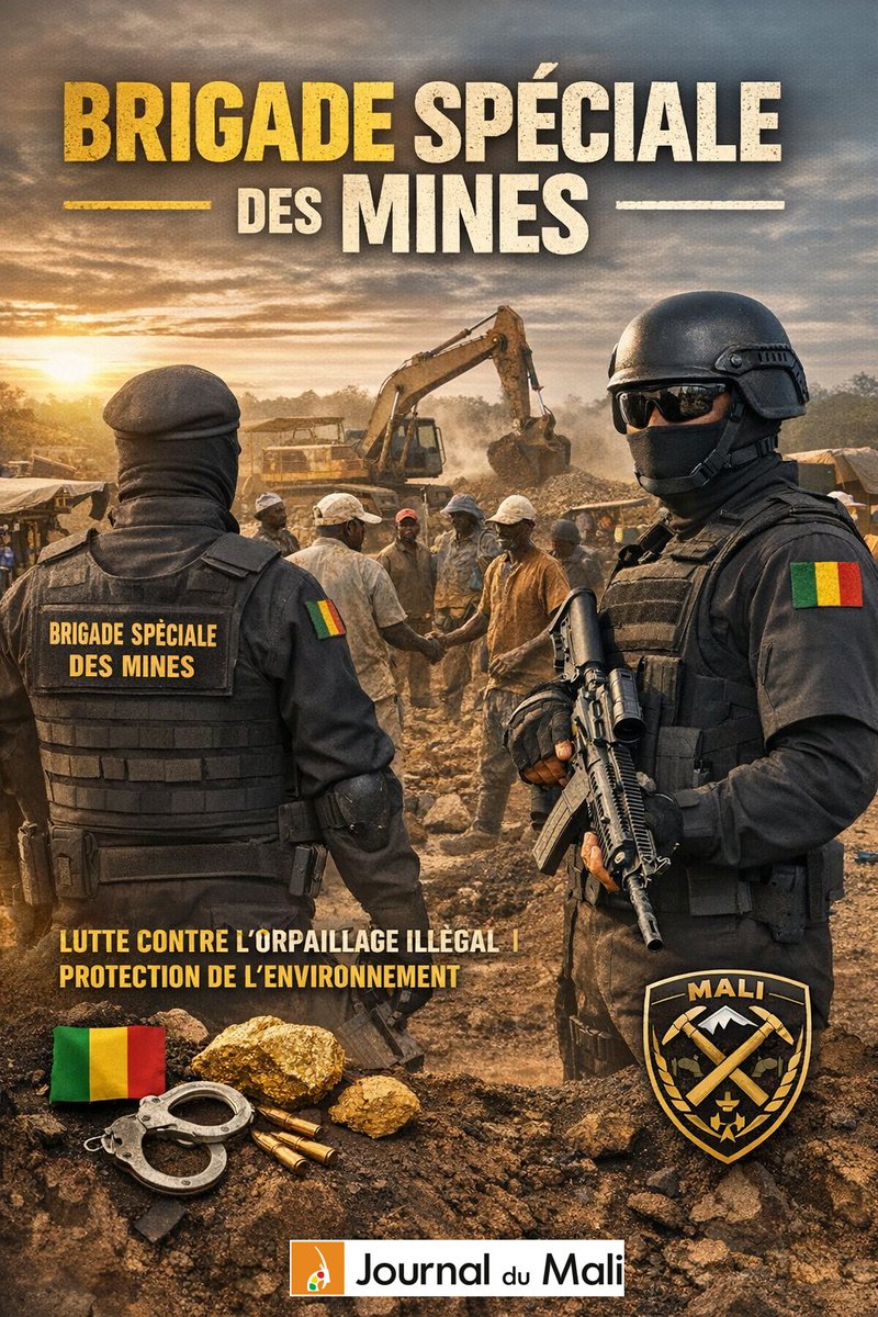 JourDuMali's tweet image. Brigade spéciale des #Mines 
Le #Mali s'apprête à créer une unité nationale dotée de pouvoirs judiciaires pour lutter contre l’orpaillage illégal et les trafics miniers. 
Adoptée en Conseil des ministres du 11 mars 2026. @JourduMali
#Mines #Sécurité #Mali