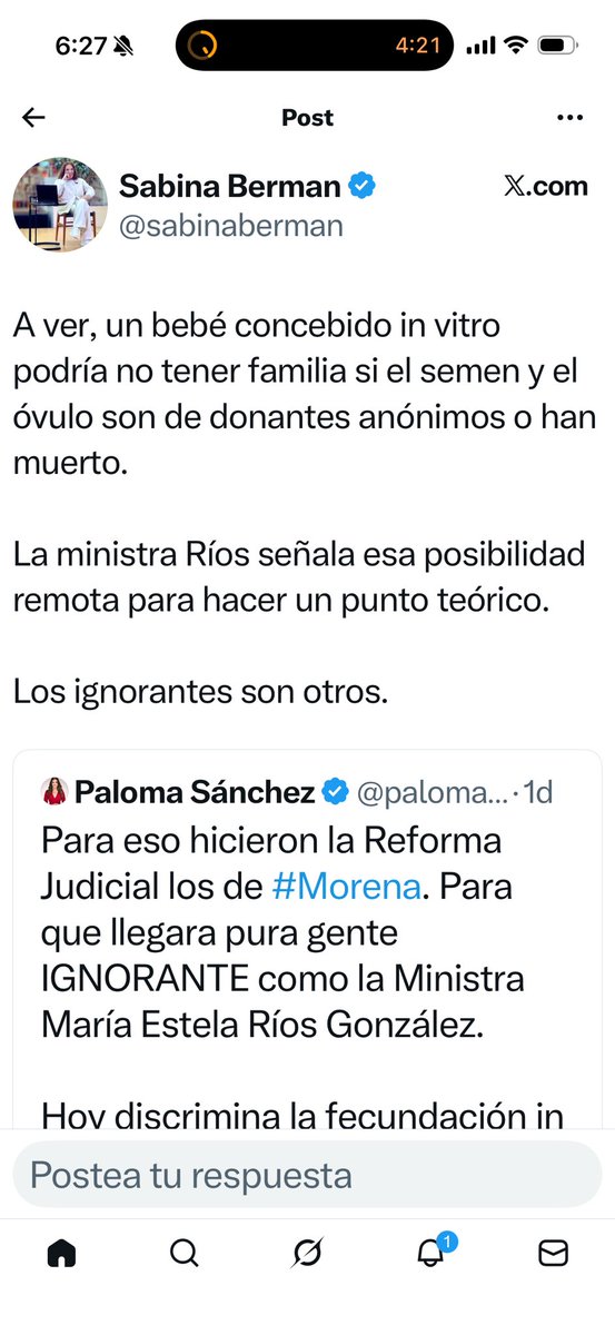 Ósea que <a href="/sabinaberman/">Sabina Berman</a>  cree que la única familia que existe es la biólogica con identidad genética (concepto superado hace añoooos por la SCJN)
No pos wow 
Y se atreve a decirle ignorantes a otros 
🤦🏻‍♀️