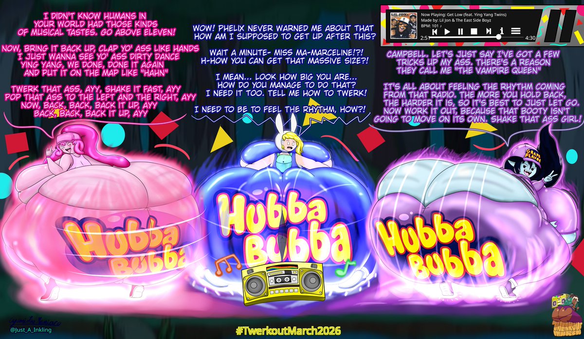 Just_A_Inkling's tweet photo. This event is held once a year by @Prevence3  and his #twerkoutmarch , and I thought I'd celebrate reaching 1k followers this way.  Let the music play, it's time to enjoy!

Inspired by @DonCuervo05´s Art (right side)

(Thanks for 1k Followers. Probably part 2 soon?) https://t.co/dJa6CdM4BV