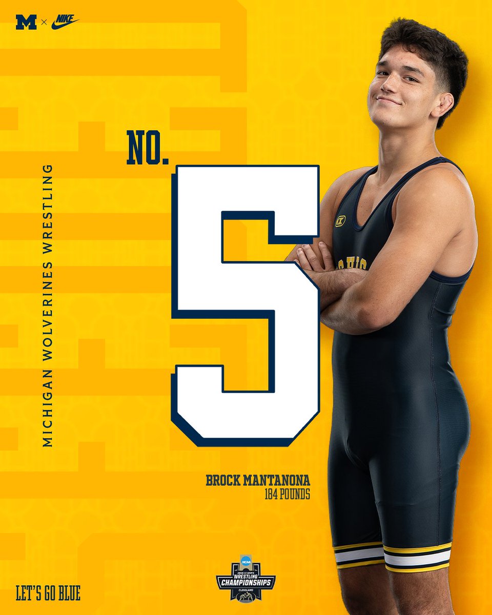 umichwrestling's tweet photo. Wolverine Brock Mantanona earned the No. 5⃣ seed at 174 pounds. He'll face Stanford's Abraham Wojcikiewicz in the first round.

#GoBlue x #NCAAWrestling https://t.co/gyWIThvyru