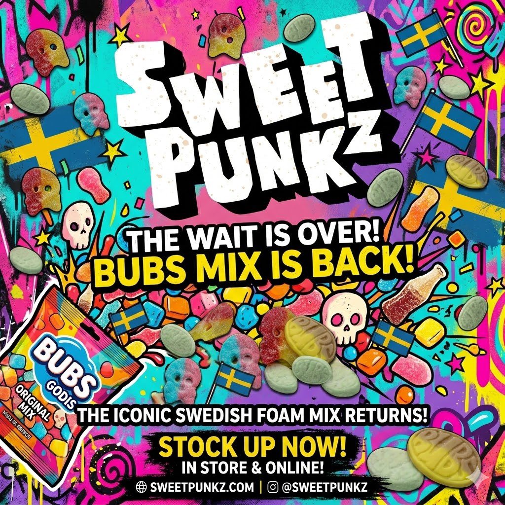 🇸🇪 BUBS Swedish Candy Mix is BACK for our 5th Year Birthday event!

Available now at sweetpunkz.com