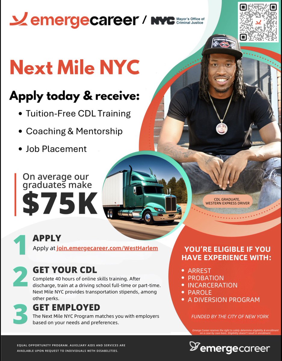 A Fresh Start, Starts Here

Emerge Career is a free CDL training program for people who have been impacted by the justice system. Funded by government agencies, we provide coaching, training &amp; job placement support for those who participate in our program.
join.emergecareer.com/WHDC