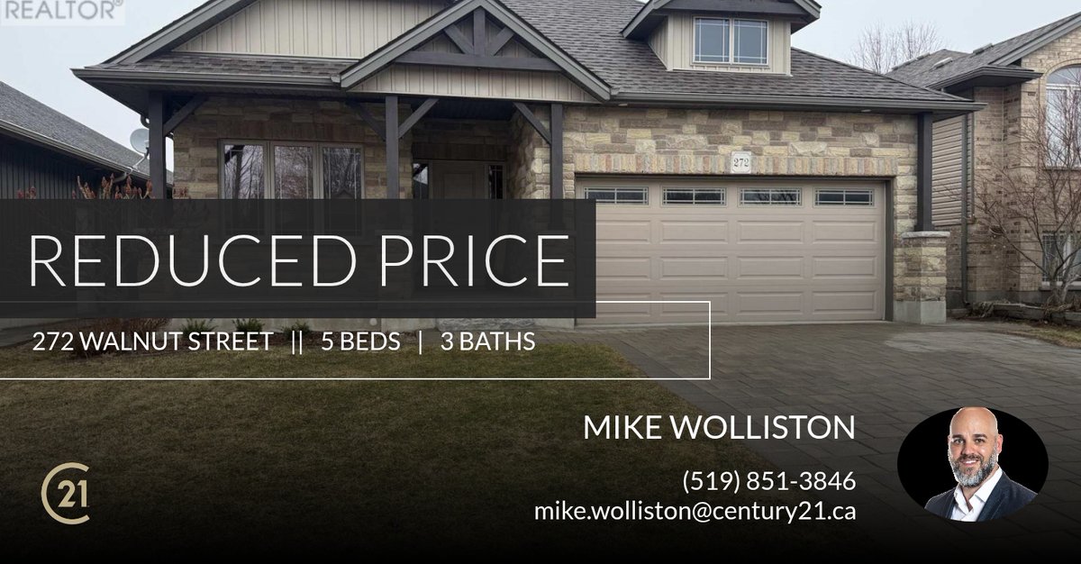 wolly76's tweet photo. 📍 Reduced Price 📍 This recently reduced home at 272 Walnut Street in Lucan Biddulph (lucan) won't last long, so, don't wait to set up a showing! Reach out here or at (519) 851-3846 for more information! https://t.co/0jZmyv0I66 https://t.co/xCg5Su7Uyd