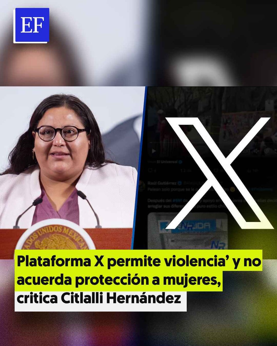 📱⚠️ X queda fuera del acuerdo contra la violencia digital hacia mujeres en México. La secretaria de las Mujeres, Citlalli Hernández, informó que la red social de Elon Musk no se sumó al convenio firmado con otras plataformas tecnológicas pues “argumentó que no tienen oficinas en
