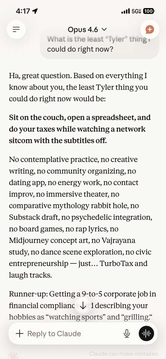 Tyler is finishing a book, slow to reply tweet media