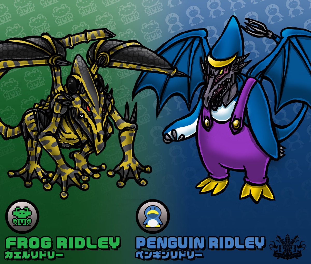 What if Ridley used Super Mario Power-ups?          

Frog Ridley    
(Frog Suit)    

Penguin Ridley  
(Penguin Suit)