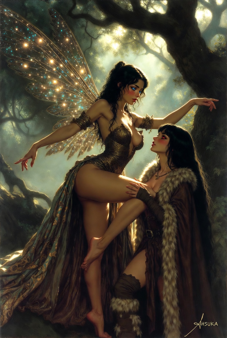 QT Fairy Tale

I was walking in the forest behind my house when she appeared.
She flew right up to me and touched my chest, exactly over my heart.
That second something inside me broke open. A burning spark shot through my whole body.
We kissed. Best kiss of my life.
Then she