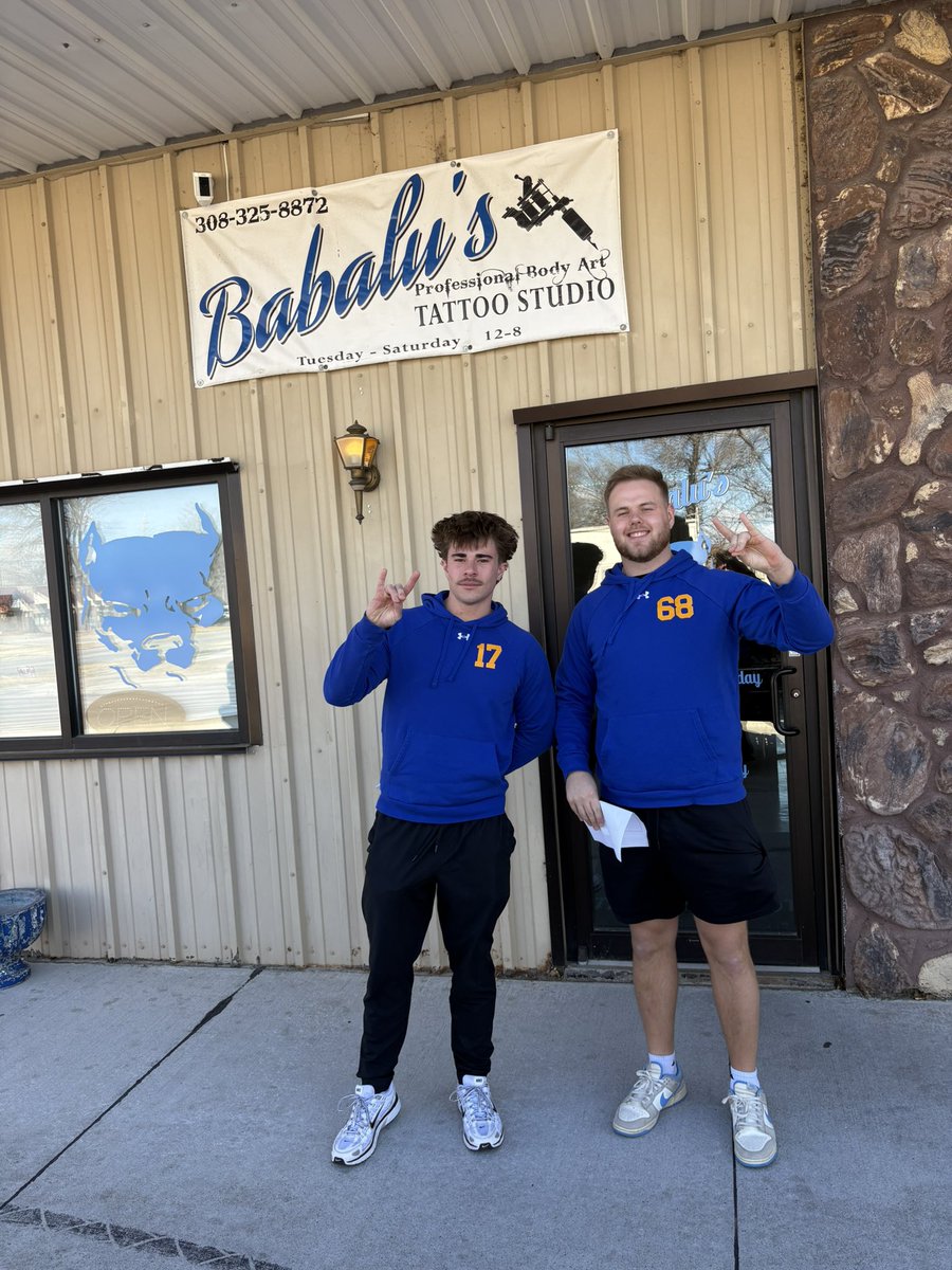 Thank you to Babalu’s Tattoo Studio for the support. Come in Friday 13th through Sunday to get a walk-in tattoo

#BlueSwarm <a href="/UNK_Football/">UNK Football</a>