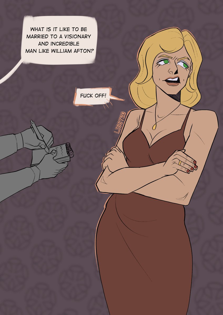 Lissy2D's tweet photo. the wives in FNAF are probably often asked about their husbands...

#fnafau #mrsafton #williamafton https://t.co/xFjSXOcA5h