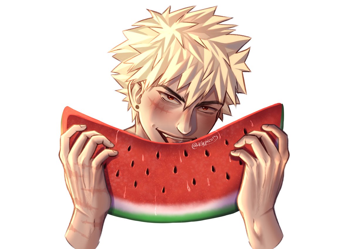 Kypics_'s tweet photo. That watermelon tik tok trend…
#mha #Bakugo https://t.co/ZUxuttVXVM