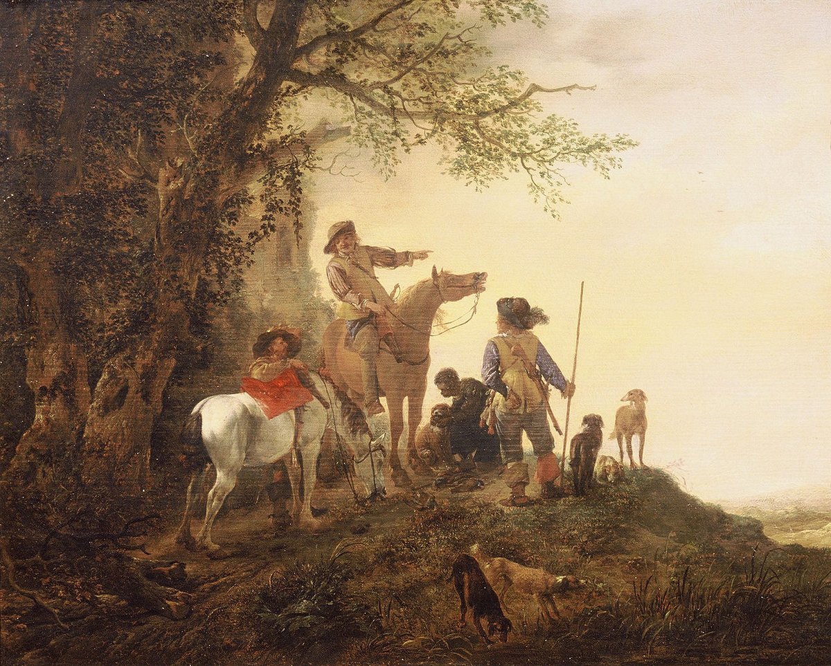 emswifthook's tweet photo. White horse, red saddle?
Must be painted by Philips #Wouwerman (1619β1668)!
This is 'Hunters at Rest' c1645, which is in the Mauritshuis collection. https://t.co/UeQNeXuqVr