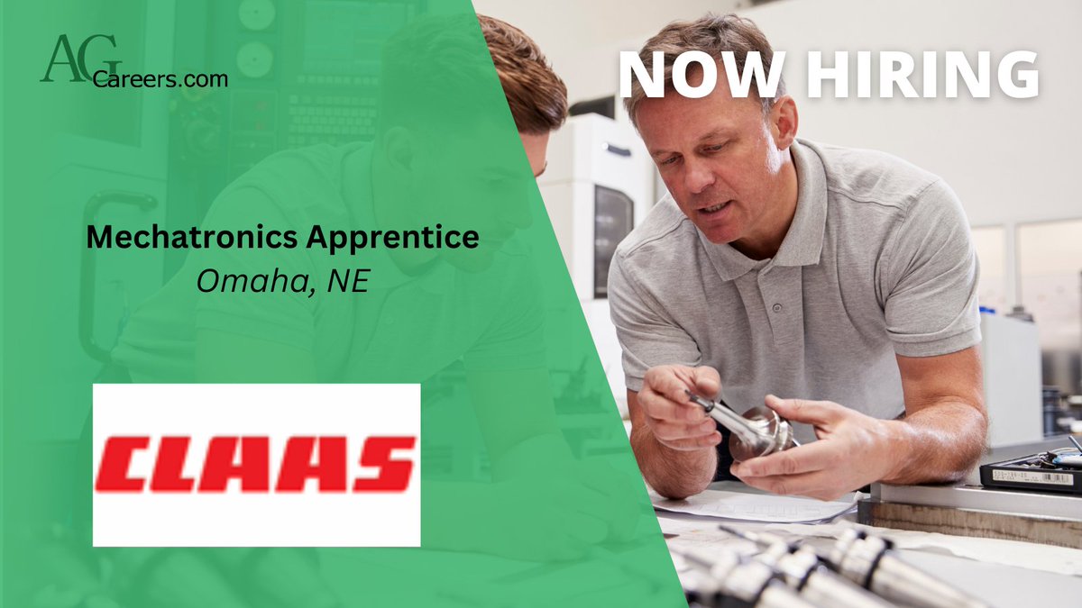 AgCareers's tweet image. .@CLAAS_America is looking to #HIRE a Mechatronics Apprentice in Omaha, NE!

In this role, you will grow your mechatronics and technical skills by combining hands-on training with academic learning in manufacturing systems.

Apply now on #AgCareers:
ow.ly/8a7950YrRNE