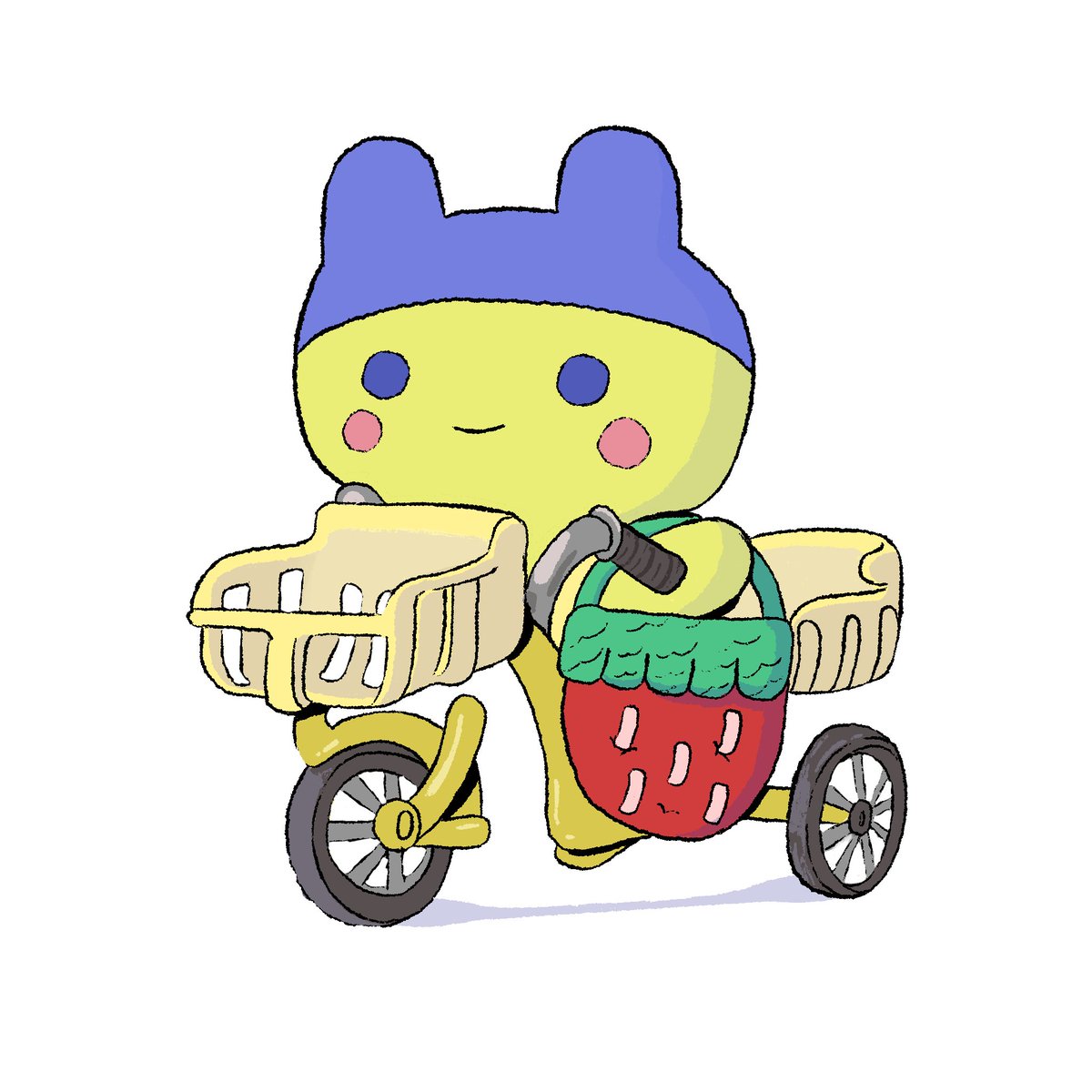 Young Mametchi andando en su triciclo. 

Es un tamagotchi que me encanta pero que todavía no tuve la suerte de tenerlo en alguno de los aparatos.

El dibujo está basado en una foto de un peluche de young mametchi que encontré por internet <3