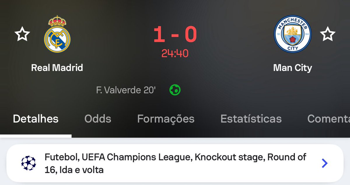 ggtipsfree's tweet photo. Simplesmente Real Madrid em noite de Champions 👍

Não dá pra ir contra 🫡 https://t.co/MfEC6MO5q1