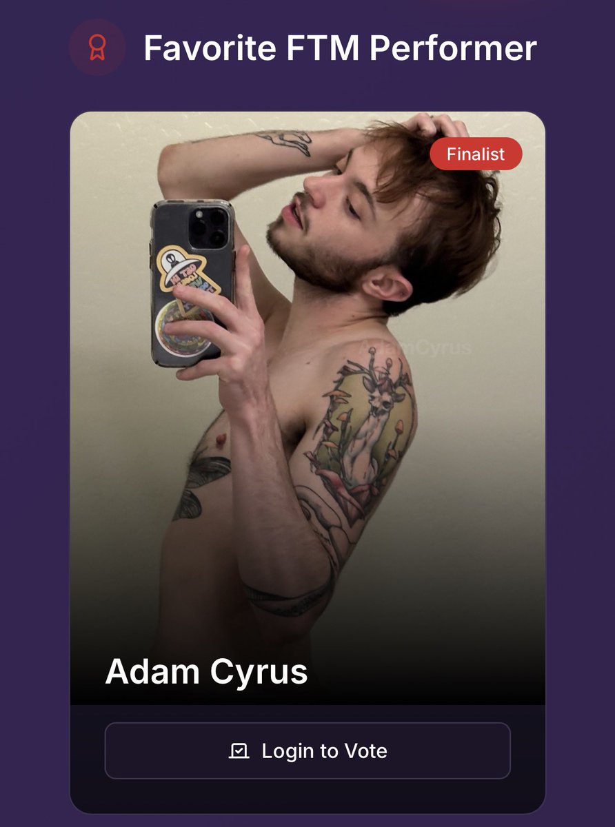 adamcyrus5's tweet photo. Omg I got nominated for a grabby???? This is awesome I’m so excited to be nominated alongside so many sexy cuties 🥹💜

Vote here for your favorites!!! 
https://t.co/ESTU7rQloZ https://t.co/97NNGjSPuX
