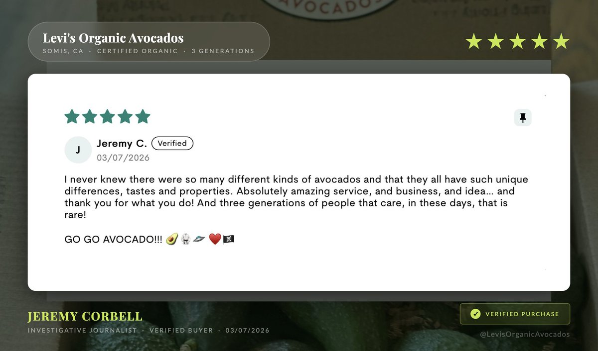 Levi’s Organic Avocados 🥑 tweet media